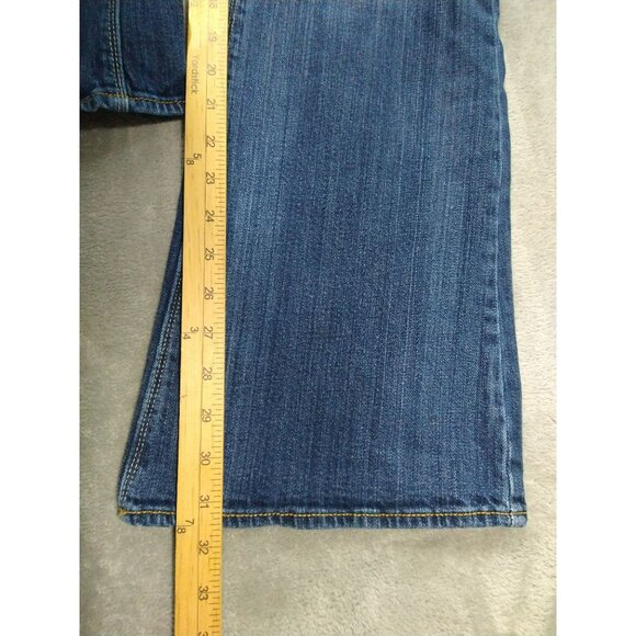 American Eagle Jeans Women 14 Blue Denim Artist Flare Dark Wash Mid Rise Boho - Picture 5 of 9